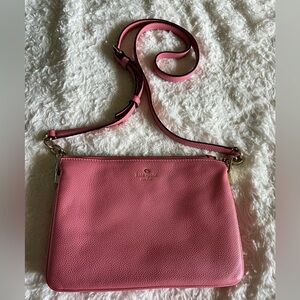 Kate Spade New York Bright Salmon Pink Triple Gusset Crossbody Purse